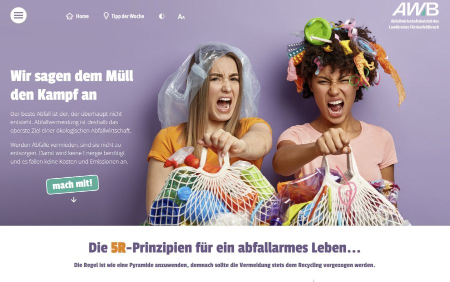 Informations-Website Abfallwirtschaftsbetrieb des Landkreises Fürstenfeldbruck